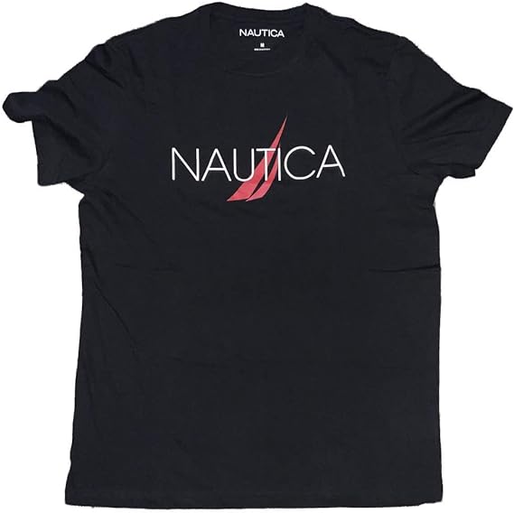 Nautica Men's Big Logo Crew-Neck T-Shirt(Black, Large)