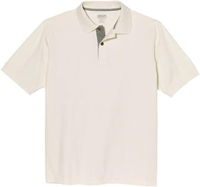 Kirkland Signature Men's Ribbed Cotton Polo (White, Large)