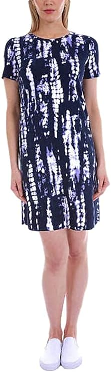 Ellen Tracy Women's Pima Cotton Dress Size Medium (Mood Indigo Tie Dye, Small)