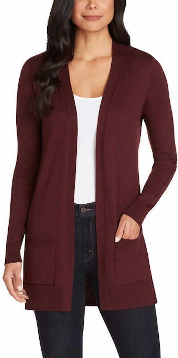 Matty M Women's The Boyfriend Cardigan (Merlot, X-Small)