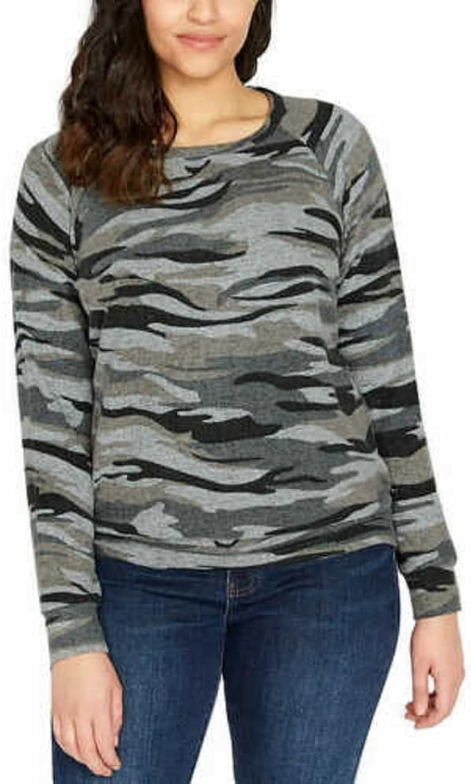 Buffalo David Bitton Women's Printed Cozy Top (HTR Grey Camo,L)