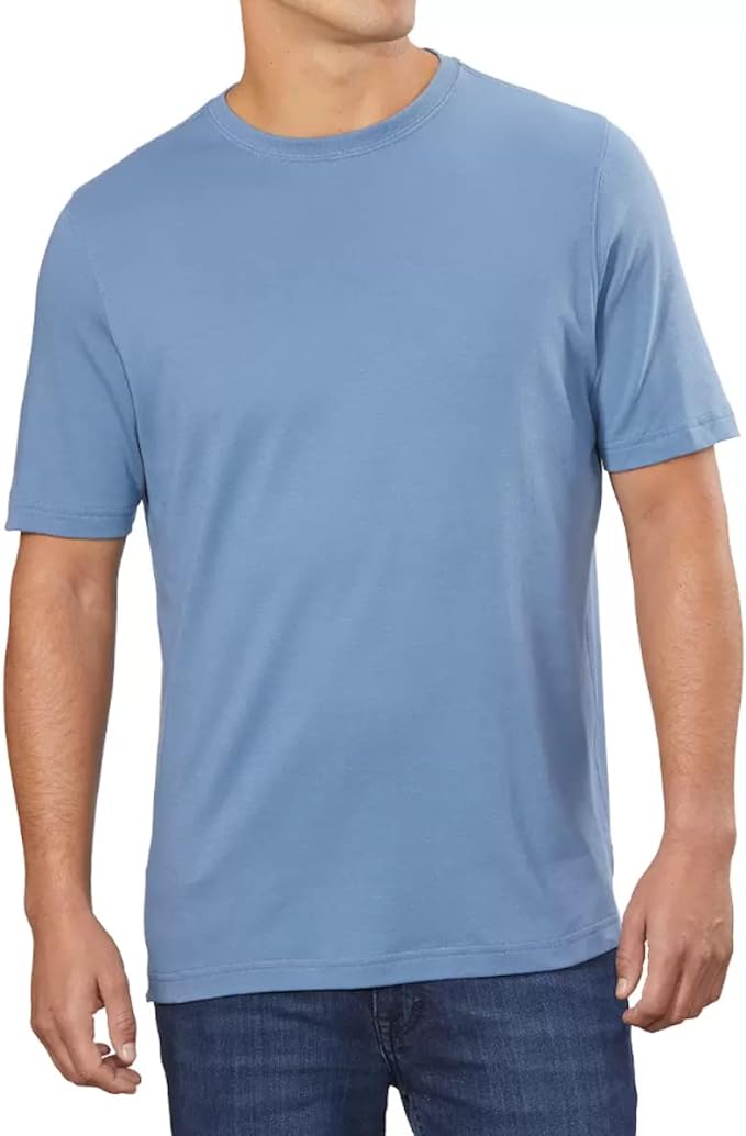 Kirkland Signature Men's Short Sleeve Peruvian Pima Cotton T-Shirt (Light Blue, Small)