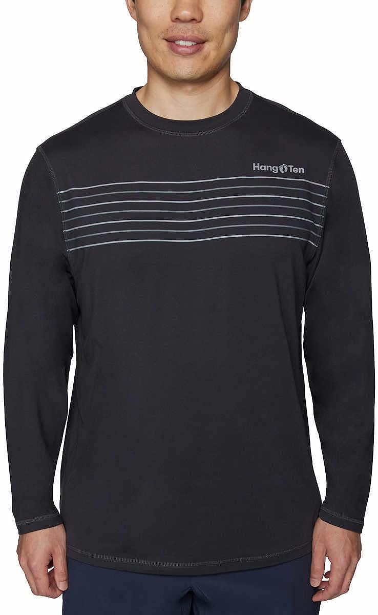 Hang Ten Men's Lightweight Long Sleeve Sun Tee (Dark Grey, Small)