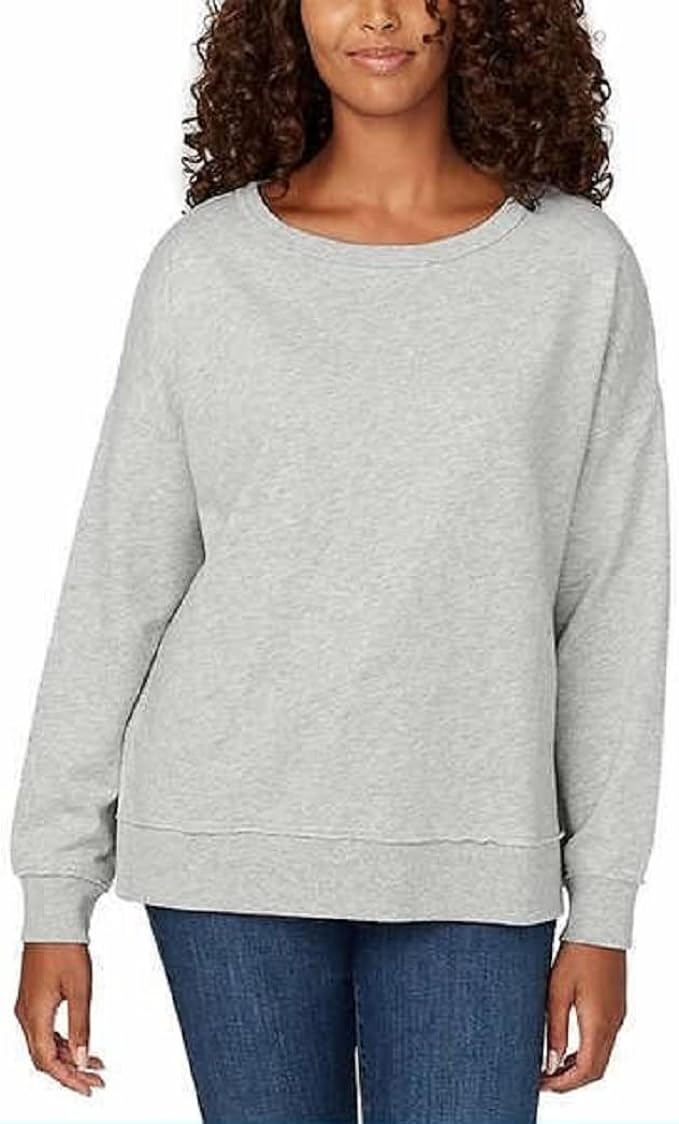 Buffalo David Bitton LadiesÃ¢â‚¬â„¢ Crewneck Relaxed Sweatshirt (Medium H. Grey, X-Small)