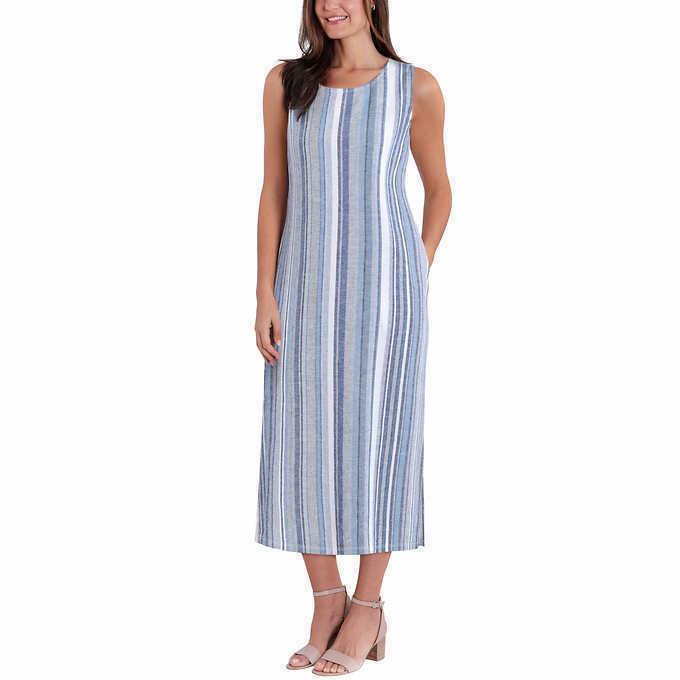 Briggs Ladies' Linen Blend Dress (Blue, M)