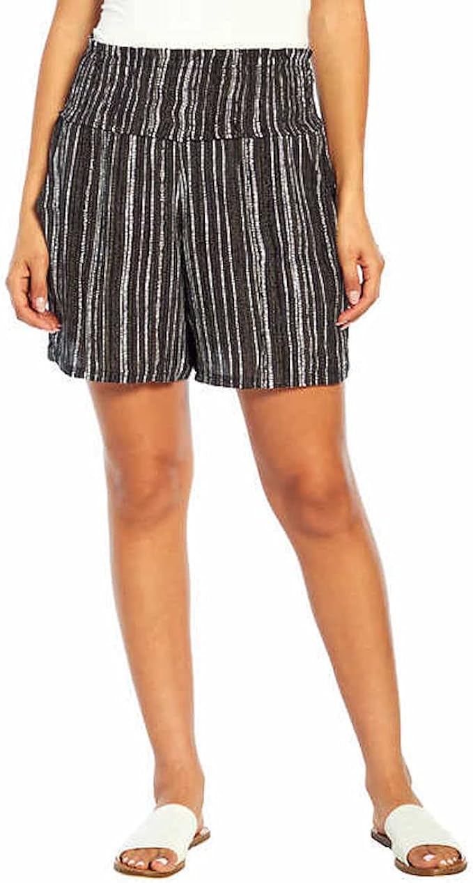 ThreeDots Women's Printed Pull On Short (Dotted Stripe, XS)