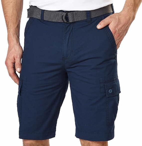 Wearfirst Men’s Belted Cargo Short (Navy, 32)