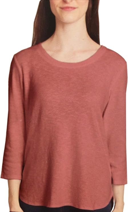 Gloria Vanderbilt Women's 3/4 Sleeve Slub Tee (Sunset Vintage Wash, Small)