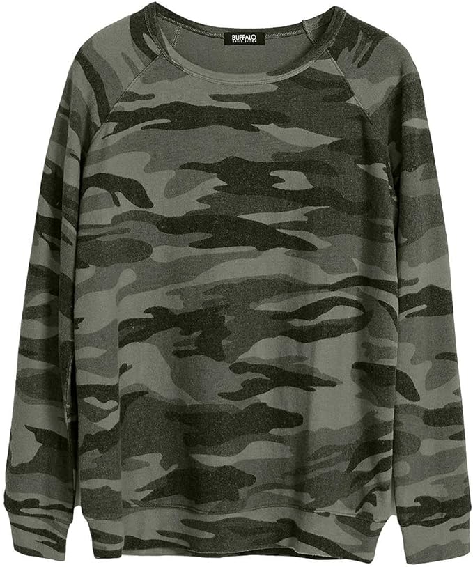 Buffalo David Bitton Women's Long Sleeve Printed Cozy Top (Camo Green, S)