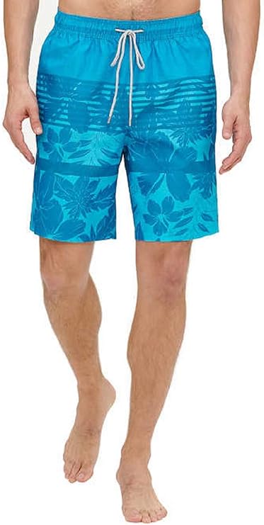 Kirkland Signature Mens Swim Trunk (Blue Flowers, Medium)