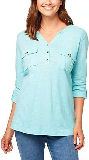 Gloria Vanderbilt Womens Penelope Solid Top Small Sea Foam