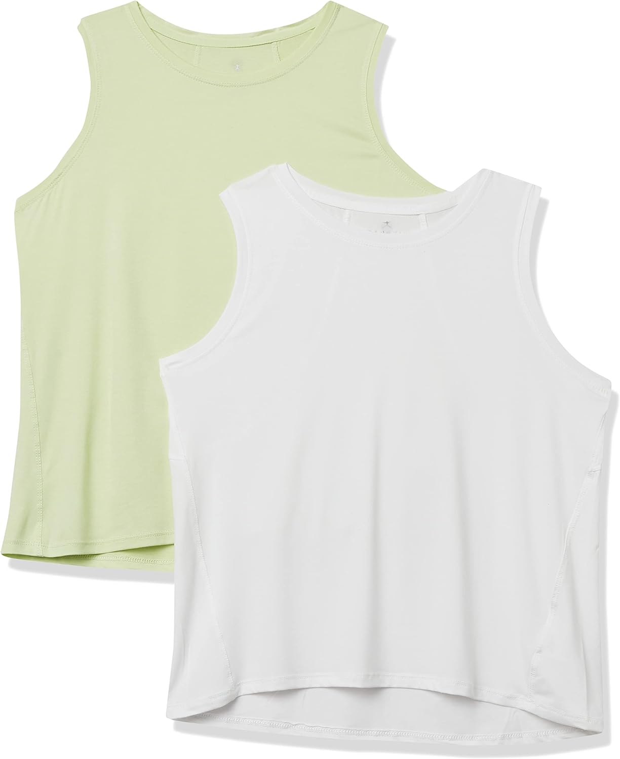 Danskin Women's Essential Breathe 2 Pack Tank (Bright White/Meadow Mist Space Dye, X-Large)