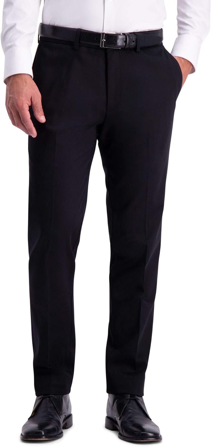 Haggar Men's Straight Fit Premium No Iron Pant (Black, 36x30)