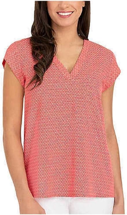 Hilary Radley Women's V-neck Short Sleeve Blouse