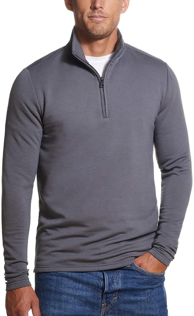 Weatherproof Vintage Mens Quarter Zip Pullover (Gray, X-Large)