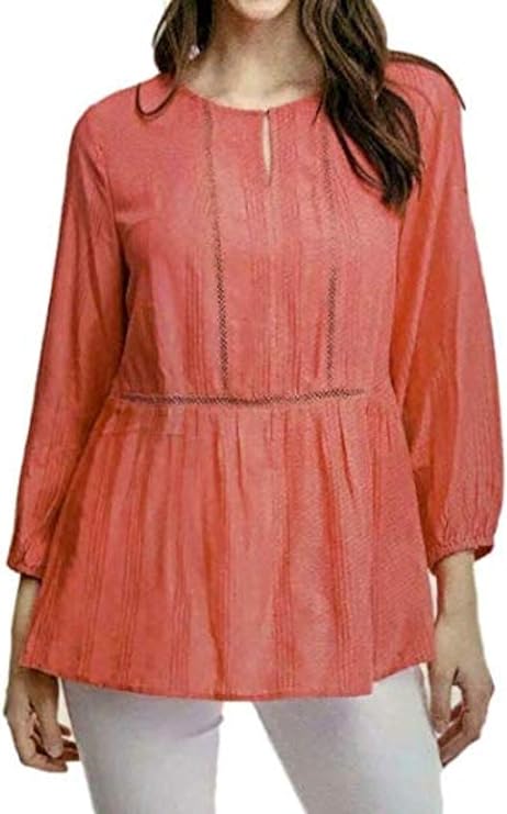 Fever Ladies' 3/4 Sleeve Blouse (Coral Quatro, X-Large)