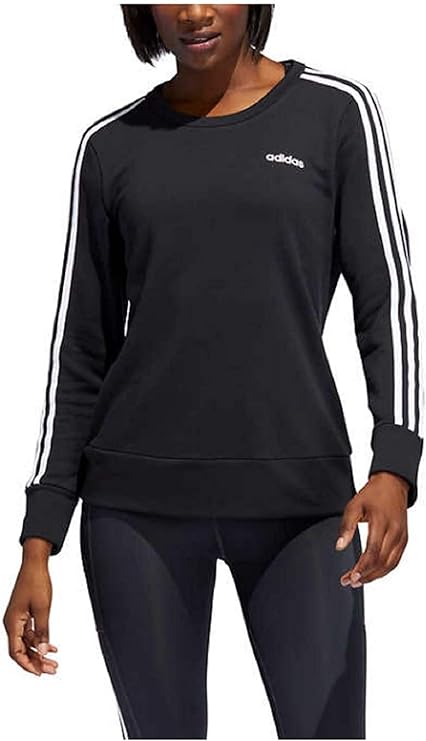 Adidas Ladies' 3-Stripe Crewneck (Black/White, L)