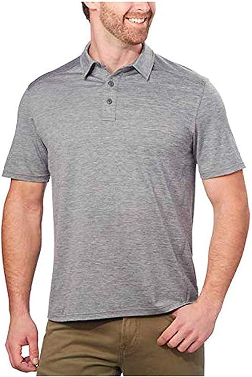 G.H. Bass & Co. Men's Short Sleeve Cooling Stretch Polo (Grey, XX-Large)