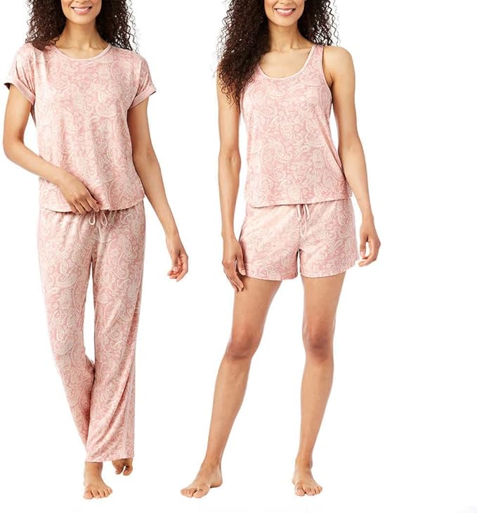 Lucky Brand Women's  4 Pieces Pajama Set (Pink Floral Paisley, 3X-Large)