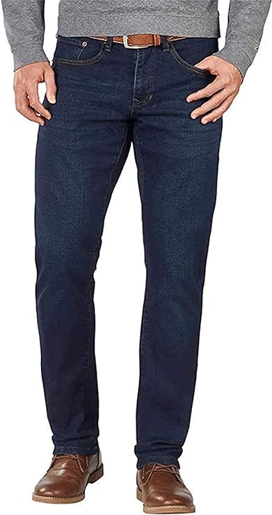 IZOD Men's Comfort Stretch Straight Leg Jean (Navy, 38Wx32L)