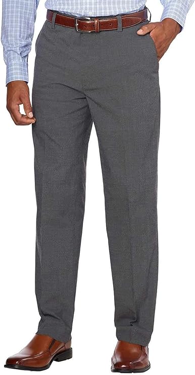 Kirkland Signature Mens Non-Iron Comfort Pant with Expander Waist (Mood Indigo Pin Dot, 40Wx34L)