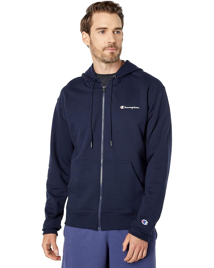 Champion Men's Full Zip Long Sleeve Hooded Jacket (Navy, Large, M)