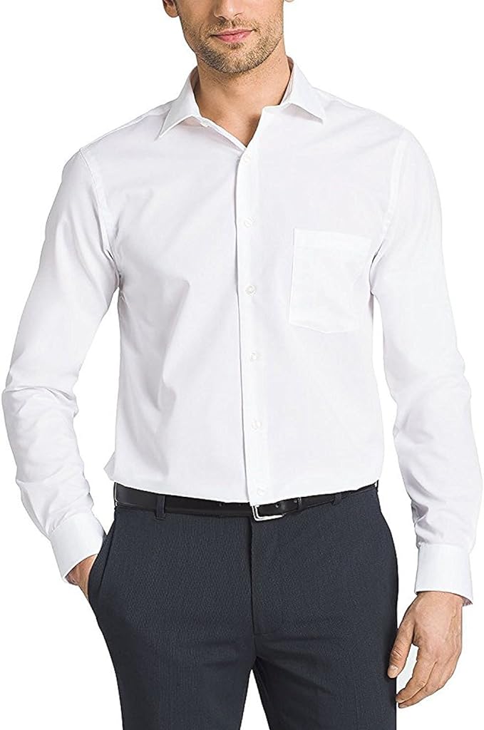 Kirkland Signature Men's Traditional Fit Long Sleeve Shirt (15.5-34, White)