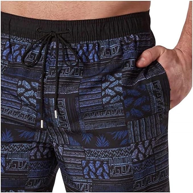 Kirkland Signature Men's Swim Short (Navy Patchwork, Medium)