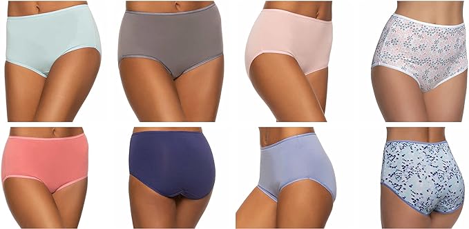 Felina Ladies' Cotton Stretch Brief, 8-pack (Pink Multi, X-Large)