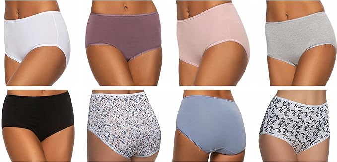 Felina Ladies' Cotton Stretch Brief, 8-pack (Black Multi, X-Large)