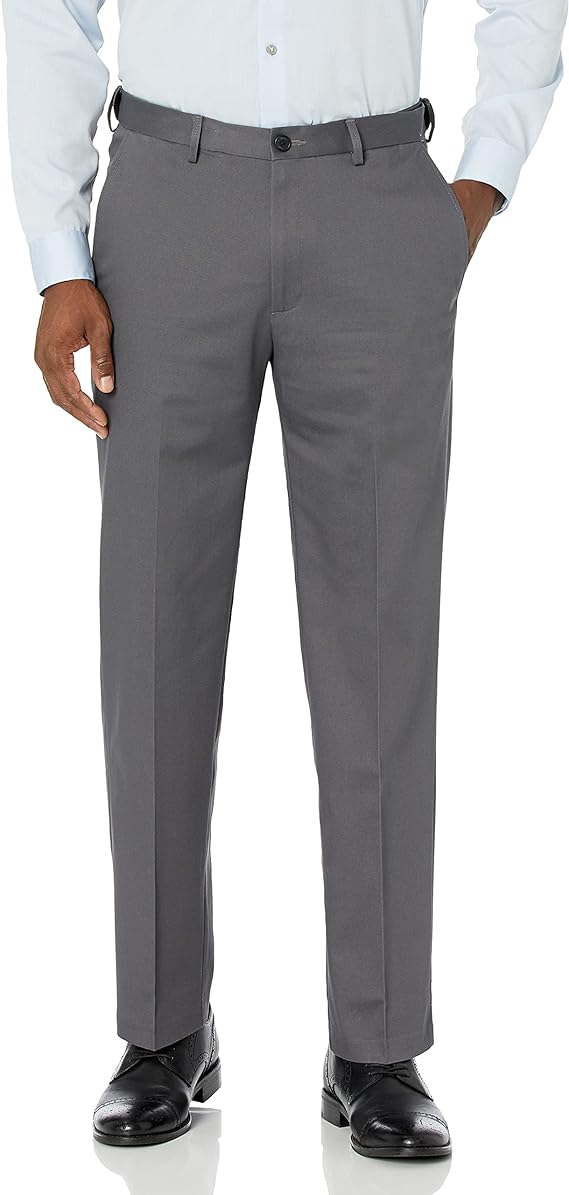 Haggar Men's Straight Fit Premium No Iron Pant (Dark Grey, 32W x 32L)