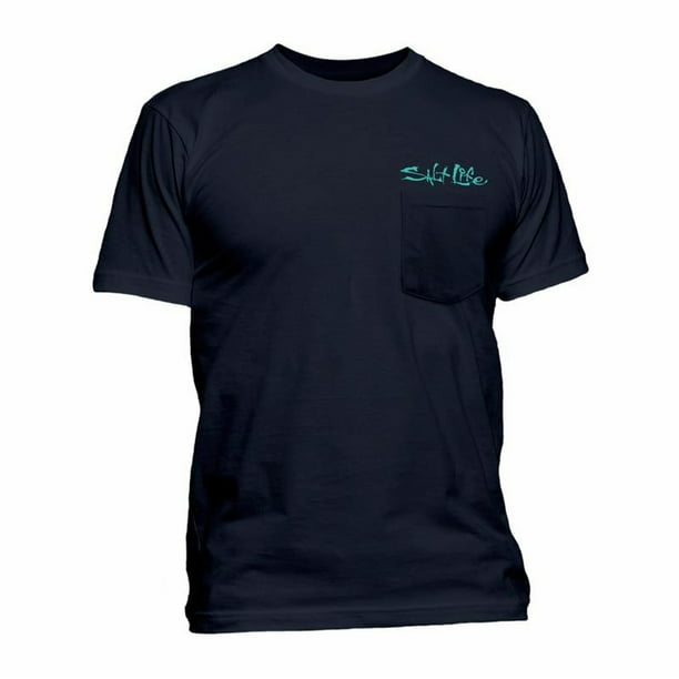 Salt Life Men's Crew Neck Pocket T-Shirt (Skinz Navy, X-Large)