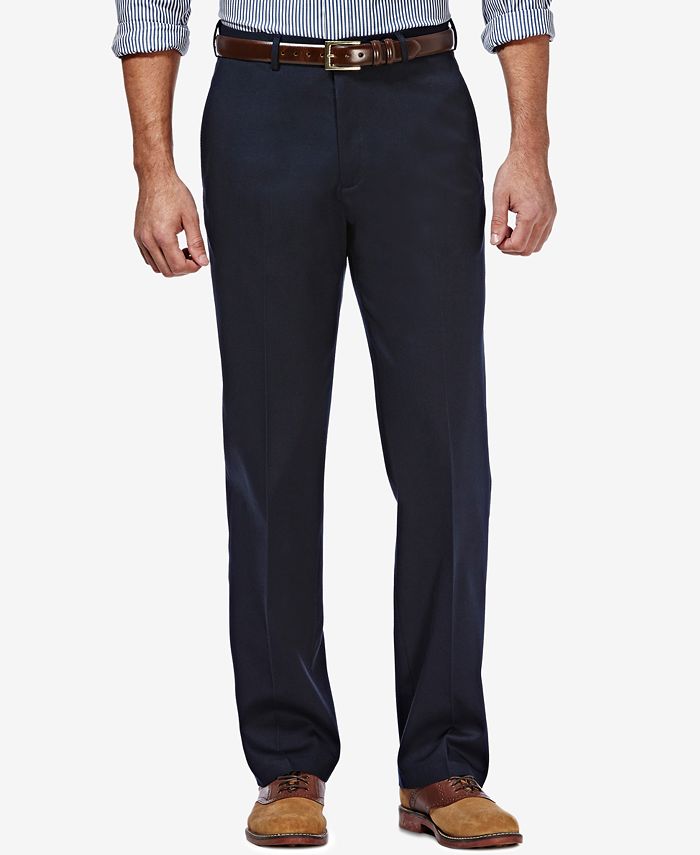 Haggar Men's Classic Fit Premium Non-Iron Pant Hidden Comfort Waist (Midnight, 34x32)