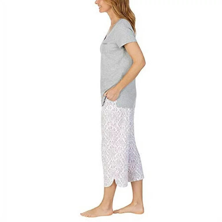 Carole Hochman Women's 4 Piece Pajama Set Tank Top Short Sleeve Top Short and Capri Pant