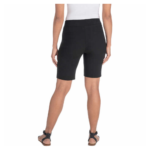 Stay comfortable and chic this summer with Hilary Radley's Women's Stretch Bermuda Shorts in a Rayon-Nylon-Spandex Blend Fabric.