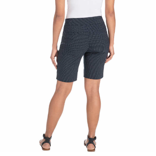 Stay comfortable and chic this summer with Hilary Radley's Women's Stretch Bermuda Shorts in a Rayon-Nylon-Spandex Blend Fabric.