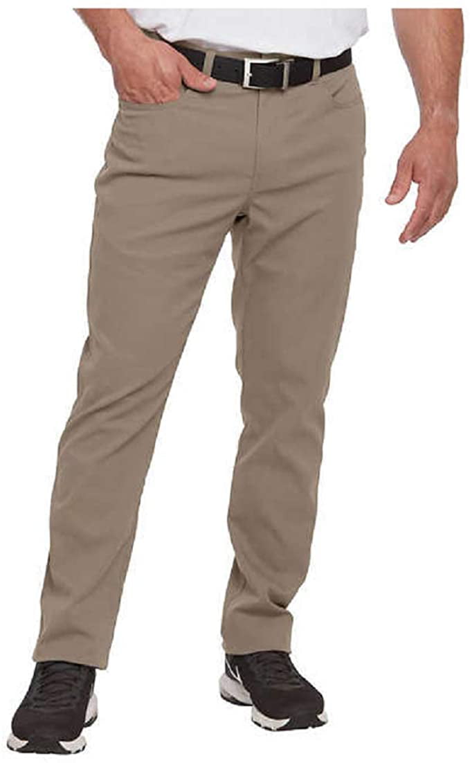 Pebble Beach Men's Dry-Luxe Performance Travel Pants (Khaki, 36x32)