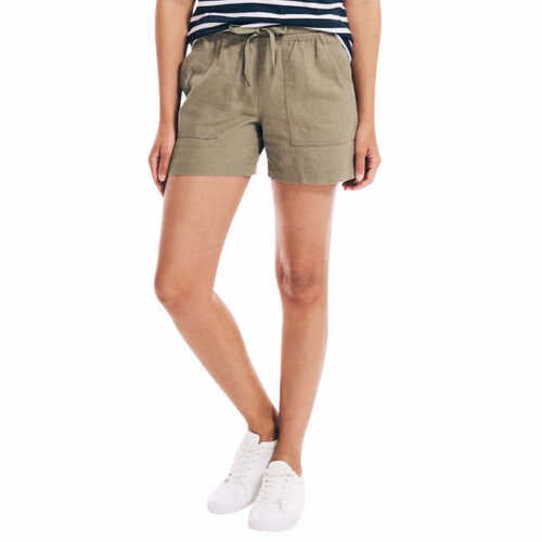 Nautica Ladies' Linen Blend Pull-On Shorts (Olive, X-Small)