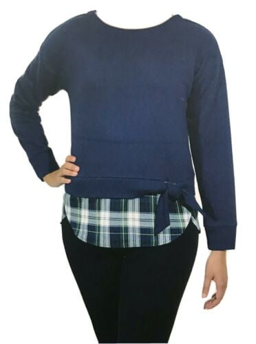 IZOD Women's Tie-Front 2-Fer Sweatshirt (Peacoat, X-Large)