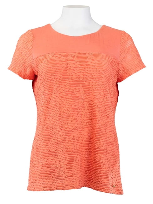 Calvin Klein Ladies' Stretch Textured Tee (Salmon, Medium)