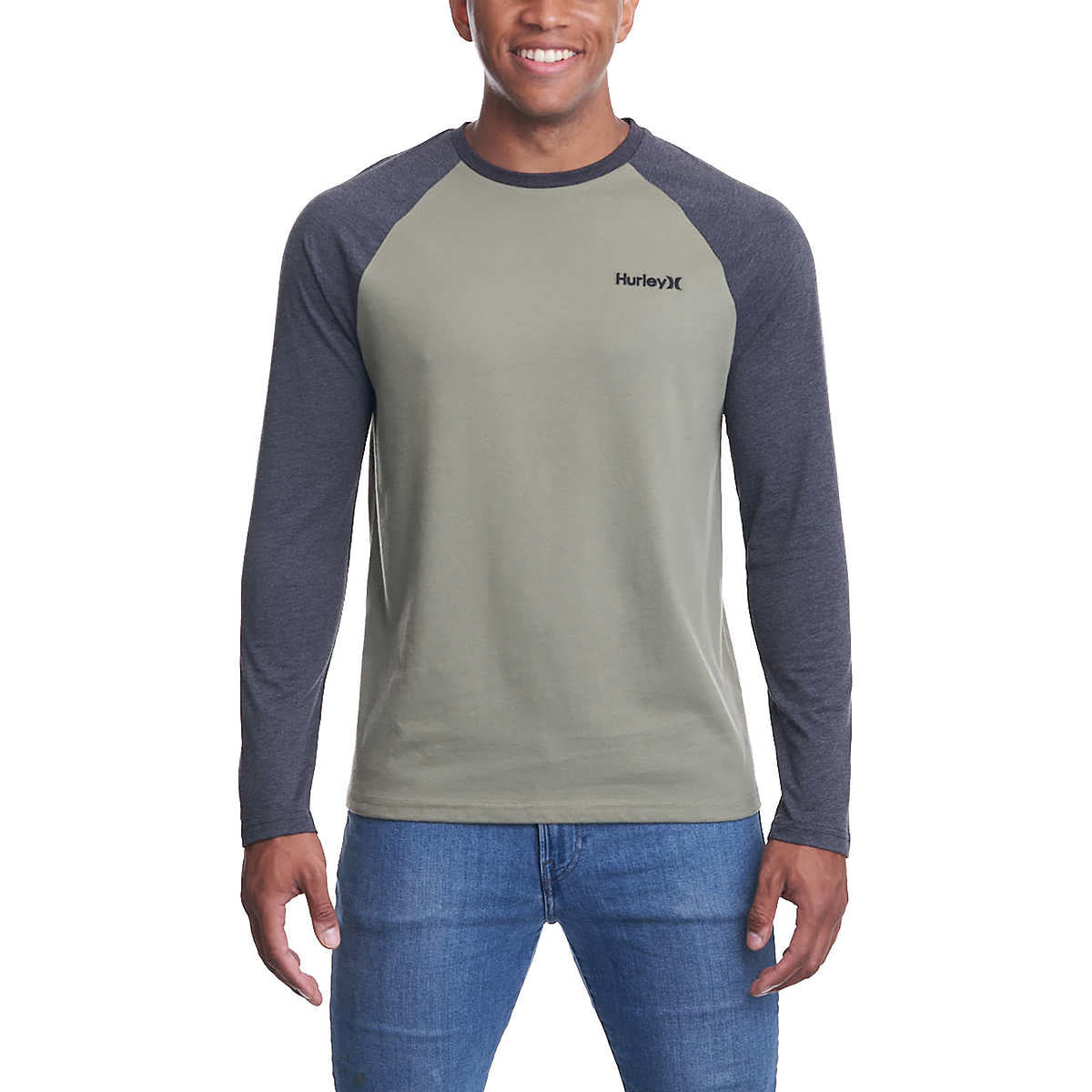 Premium Hurley Men's Baseball Raglan Long Sleeve T-Shirt - Stylish and Comfortable Apparel