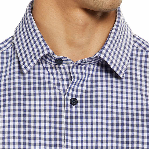 Kirkland Signature Men's Traditional Dress Shirt (Blue Gingham, M 15-15.5x 34/35)