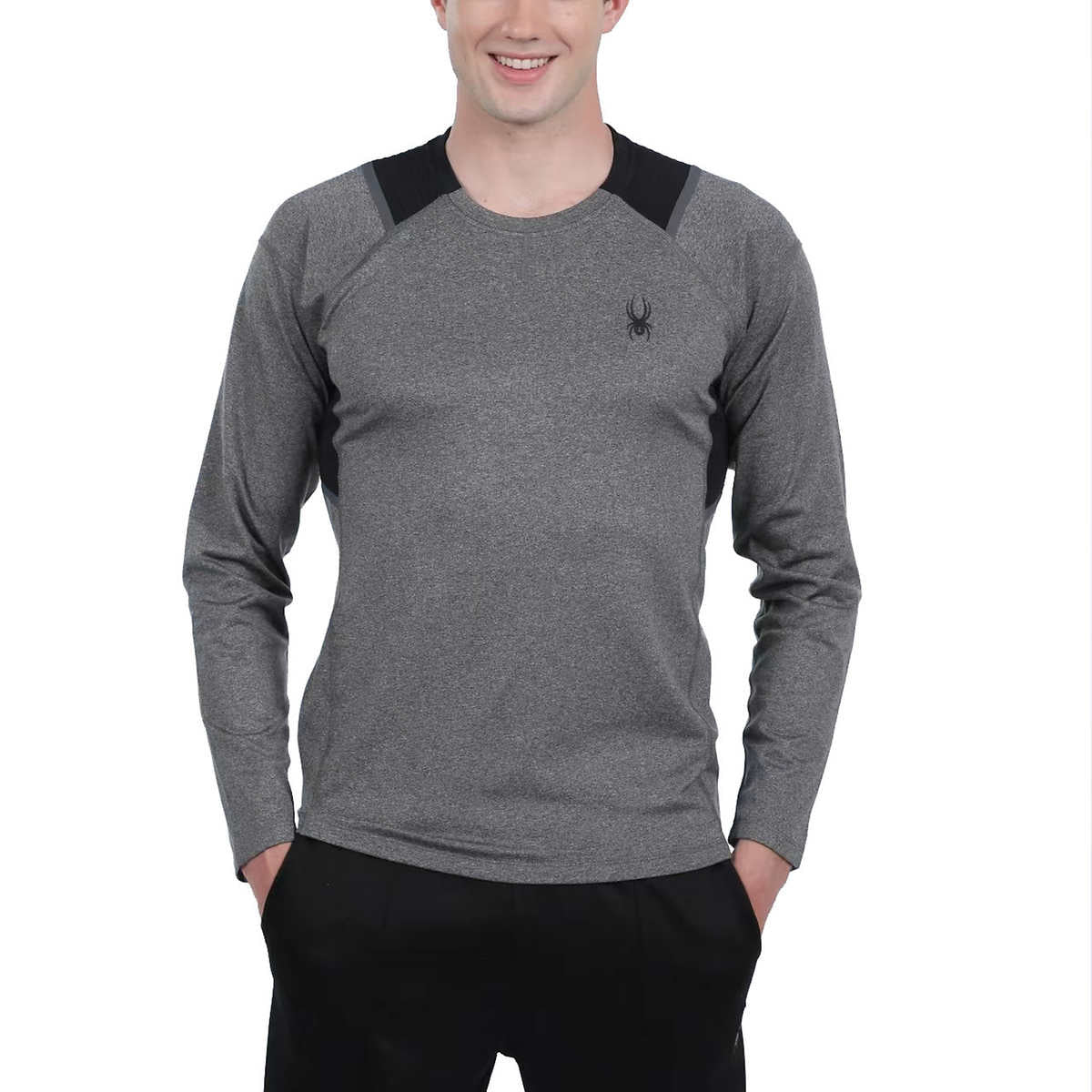 Spyder Active Men's Long Sleeve T Shirt (Grey Heather, X-Large)