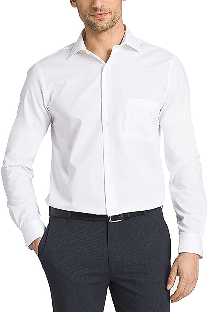 Kirkland Signature Men's Traditional Fit Non Iron Dress Shirt (White, 17.5-34/35)