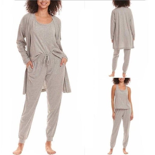 Karen Neuburger Womenâ€™s 3 Piece Sleep Set (Grey Heather, Small)