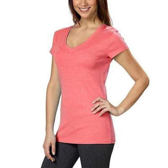 Kirkland Signature Women's Cotton V-Neck T-Shirt (Coral, Small)