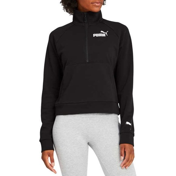 Puma Women's Half Zip Pullover Sweater (Black,L)