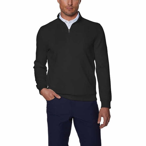 Hickey Freeman Men's Comfort Stretch Quarter Zip Pullover (Black, XX-Large)