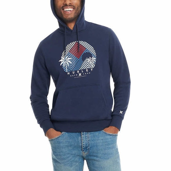 Hurley Men's Graphic Hoodie (Blue, Medium)