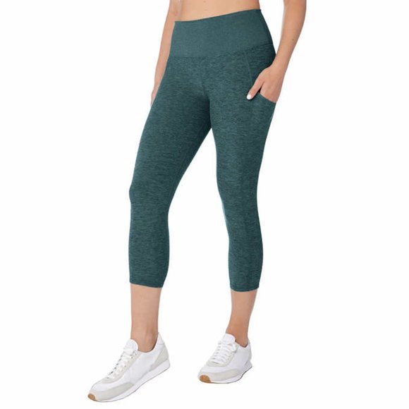 Kirkland Signature Women's Brushed Capri Legging (Green, Large)